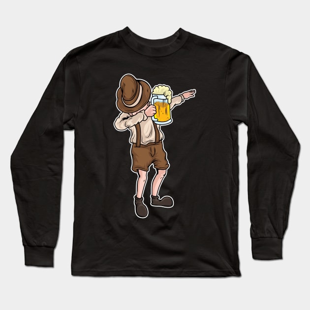 Bavaria Bavarian Man Dabbing Oktoberfest Funny Long Sleeve T-Shirt by Pummli